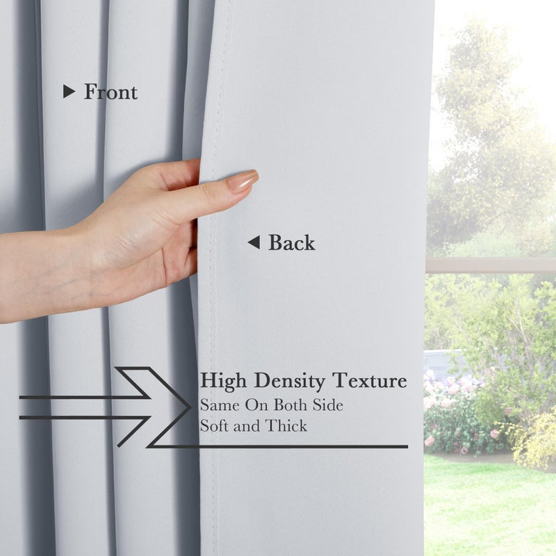 PONY DANCE Window Curtain Panels - Room Darkening Energy Saving Curtains for Kitchen/Bedroom with Back Tab Home Decor, 42 Wide by 63 Inches Long, Greyish White, 2 Pieces - Image 5